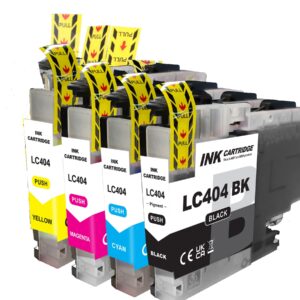 1 Set Compatible LC404 (BK, C, M, Y) Ink Cartridge High Yield for Brother LC404XL, LC-404