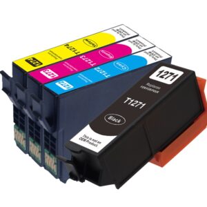 4 Pack (BK/C/M/Y) T127 Ink Cartridge Compatible for Epson T127XL